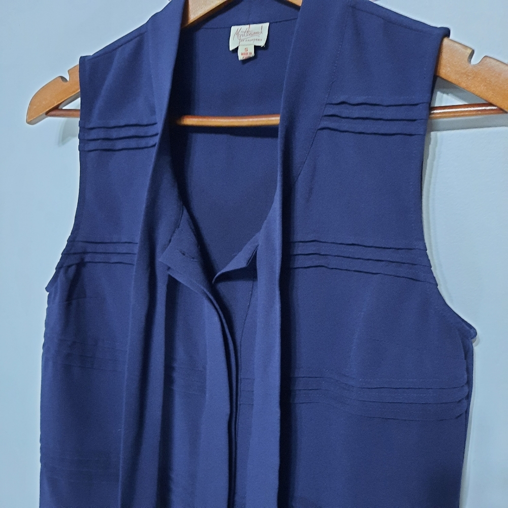 Myrtlewood of California Navy Blue Textured Cami with Tie Up Front